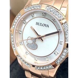 Bulova Women's Watch 98L303 Quartz Crystal Accent Rose Gold Stainless Steel